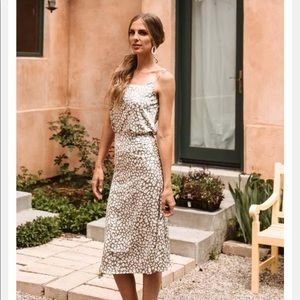 Bohme Leopard Print Satin Midi Skirt and Tank Set